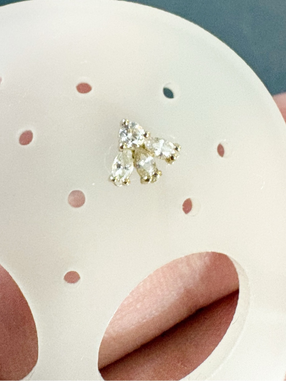 14K Solid yellow Marquis Crown Stud